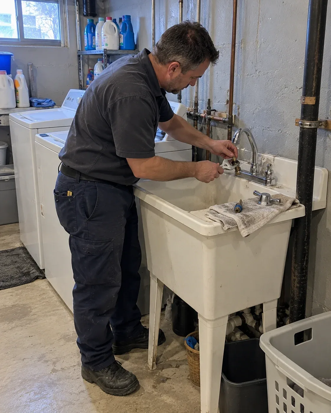 Plumber in Markham working on residential plumbing